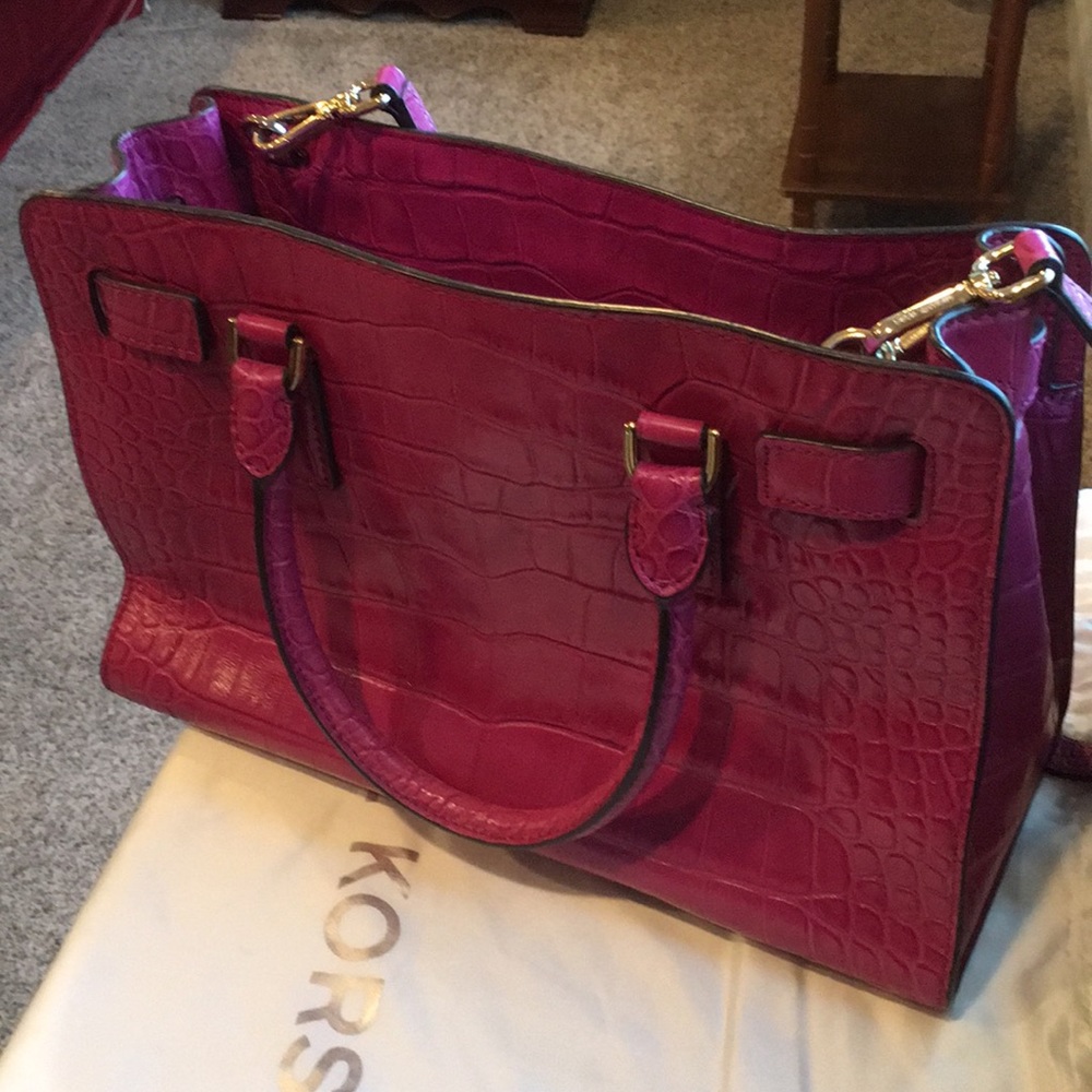 Michael Kors crocodile embossed leather handbag